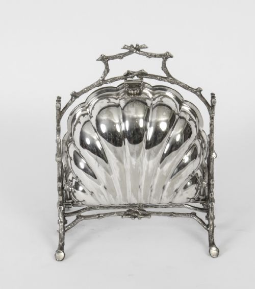fig 2. Antique Victorian Silver Plated Shell Biscuit Box 19thC 1880

