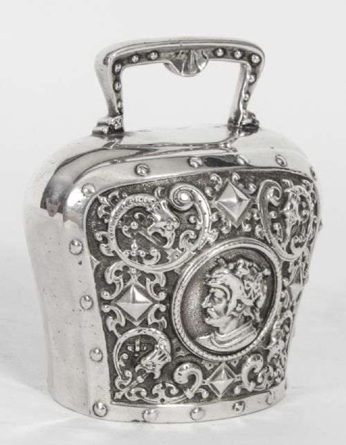Antique Silver Plated Hand Bell Renaissance Revival 19th Century
