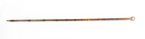 Antique French Silver Plated Long Walking Cane Stick 19th Century
