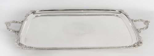 Antique Large English Silver Plated Twin Handled Tray Walker & Hall C1860
