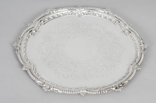 Antique English Victorian Silver Plated Salver Barker Ellis 19th Century
