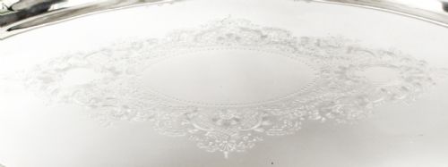 fig 3. Antique Irish Silver Plated Oval Twin Handled Tray W. Gibson 1870
