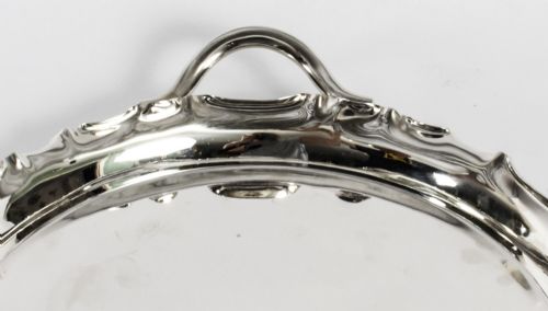 ANTIQUE VICTORIAN SILVER PLATED TWIN HANDLED TRAY WALKER HALL 1880 - ADDITIONAL PHOTO 5
