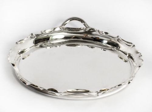 ANTIQUE VICTORIAN SILVER PLATED TWIN HANDLED TRAY WALKER HALL 1880 - ADDITIONAL PHOTO 6
