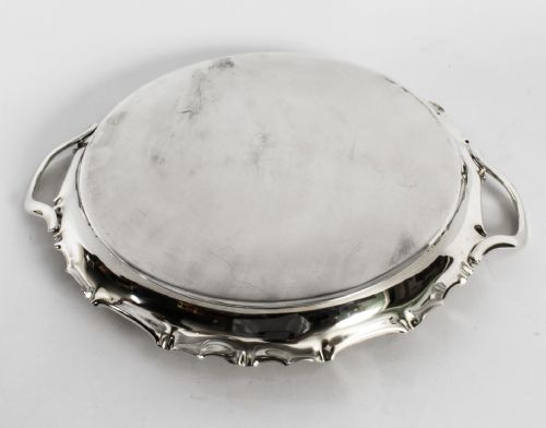 ANTIQUE VICTORIAN SILVER PLATED TWIN HANDLED TRAY WALKER HALL 1880 - ADDITIONAL PHOTO 7