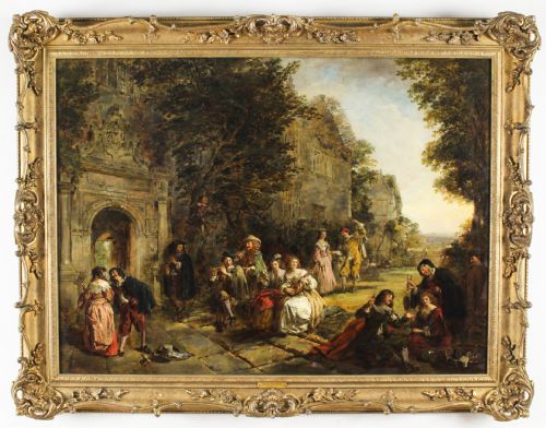 Antique Oil on Canvas Painting by Daniel Pasmore 88x114cm 1873 19thc
