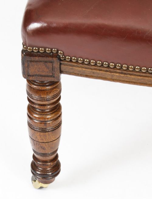 ANTIQUE VICTORIAN OAK LEATHER DESK CHAIR TUB CHAIR C1880 - ADDITIONAL PHOTO 13