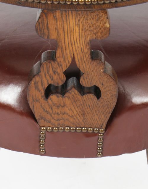 ANTIQUE VICTORIAN OAK LEATHER DESK CHAIR TUB CHAIR C1880 - ADDITIONAL PHOTO 15