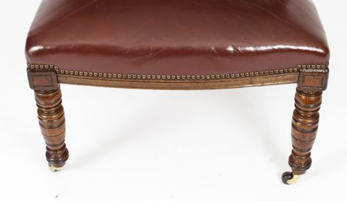 ANTIQUE VICTORIAN OAK LEATHER DESK CHAIR TUB CHAIR C1880 - ADDITIONAL PHOTO 20