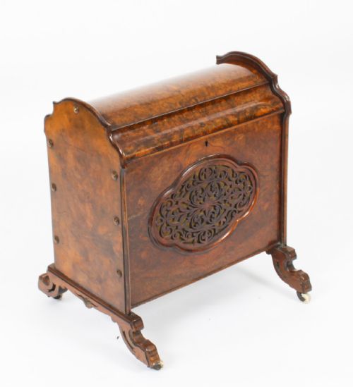 Antique Victorian Burr Walnut Music Canterbury Magazine Rack 19th C
