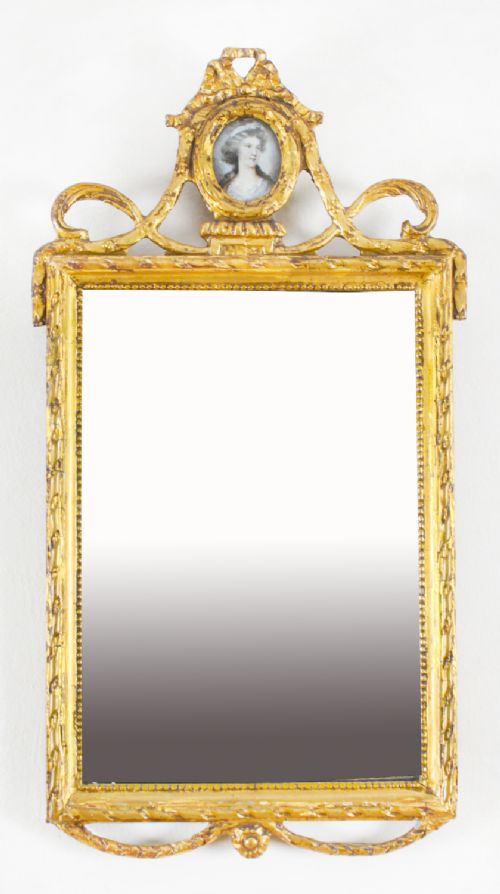Antique English Giltwood Wall Mirror 18th Century 66x33cm
