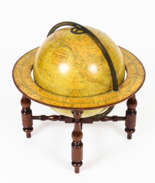 Antique Victorian Terrestrial Library Table Globe by W & A. K. Johnston,19th C
