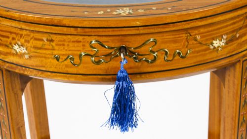 fig 2. Antique Pair Edwardian Satinwood Painted Bijouterie Display Tables Circa 1900
