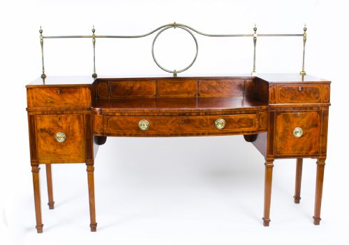 Antique Flame Mahogany and Satinwood Inlaid Sideboard Ca 1820 19th C
