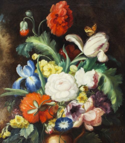 fig 5. Antique Pair Still Life Oil Paintings European School 19th Century