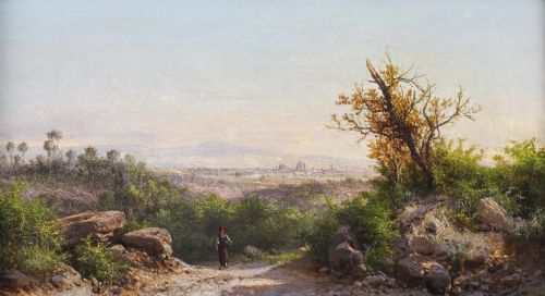 ANTIQUE ITALIAN LANDSCAPE OIL PAINTING GUIDO AGOSTINI 19THC - ADDITIONAL PHOTO 3