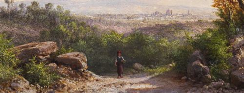 ANTIQUE ITALIAN LANDSCAPE OIL PAINTING GUIDO AGOSTINI 19THC - ADDITIONAL PHOTO 5