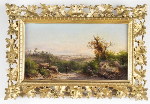 ANTIQUE ITALIAN LANDSCAPE OIL PAINTING GUIDO AGOSTINI 19THC - ADDITIONAL PHOTO 9