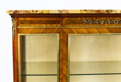 ANTIQUE FRENCH KINGWOOD PARQUETRY ORMOLU MOUNTED VITRINE CABINET 19TH C - ADDITIONAL PHOTO 3
