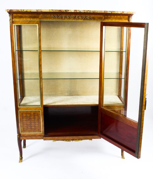 ANTIQUE FRENCH KINGWOOD PARQUETRY ORMOLU MOUNTED VITRINE CABINET 19TH C - ADDITIONAL PHOTO 12