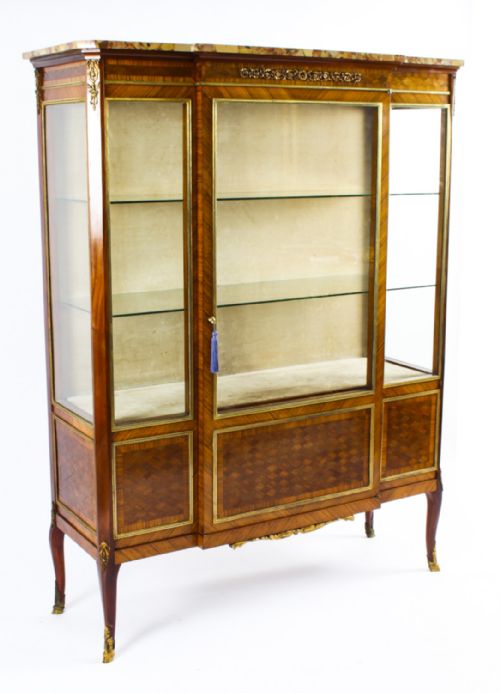 ANTIQUE FRENCH KINGWOOD PARQUETRY ORMOLU MOUNTED VITRINE CABINET 19TH C - ADDITIONAL PHOTO 18
