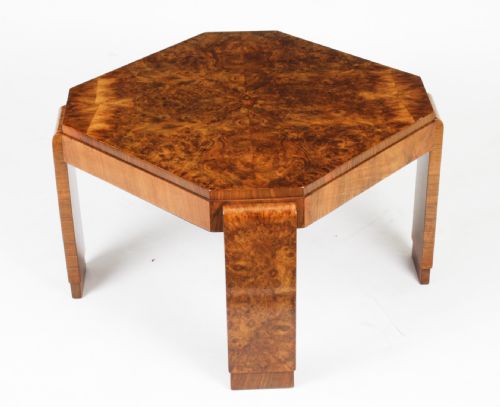Antique Art Deco Burr Walnut Coffee Table Circa 1920
