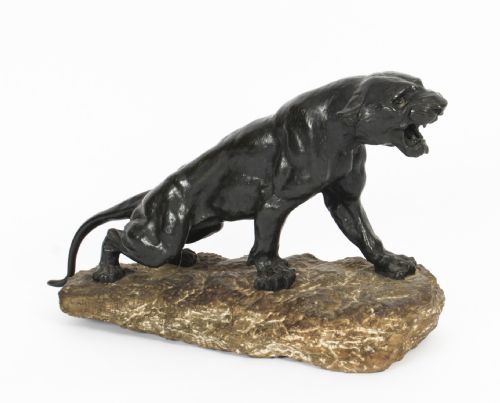 Antique Large Art Deco Bronze Panther by Thomas François Cartier Circa 1920
