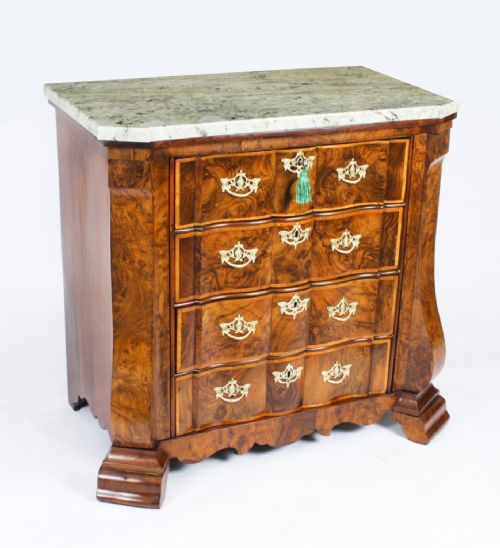 Antique Dutch Burr Walnut Commode Chest with Secret Drawers 18th Century
