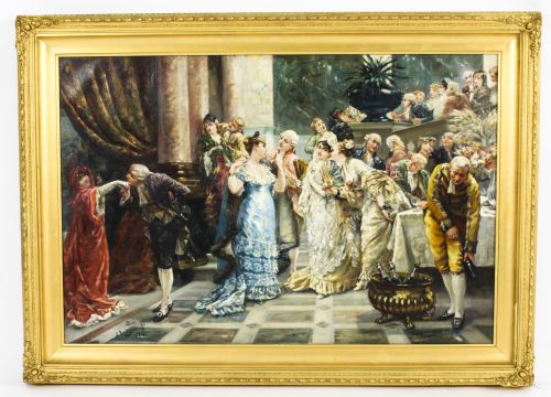 Antique Oil Painting by Albert Ludovici Jnr 'The Get Together' Dated 1877
