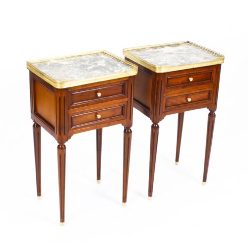 Antique Pair French Empire Style Bedside Cabinets 19th Century
