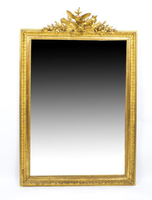 Antique French Giltwood Overmantel Mirror C.1860 - 157 X 98 Cm
