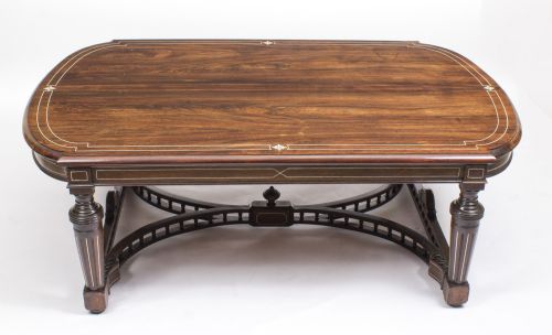 Antique Inlaid Gonçalo Alves Inlaid Coffee Table C.1880 19th C

