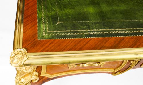 fig 2. Antique French Louis Revival Kingwood & Ormolu Bureau Plat Desk 19th C