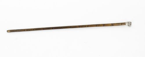 Antique French Sterling Silver Gun Dog Walking Cane Stick Dated 1900
