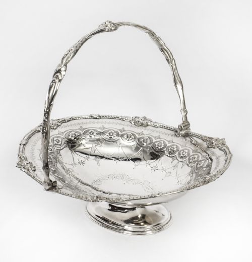 Antique Silver Plated Fruit Basket by Henry Atkins & Co 19th C
