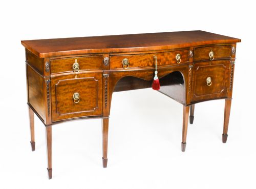 Antique George III Flame Mahogany Serpentine Sideboard 19th Century

