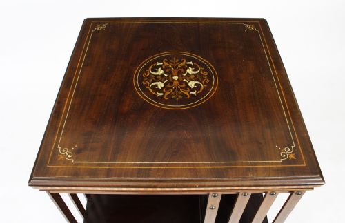 fig 5. Antique Victorian Revolving Bookcase Flame Mahogany 19th C