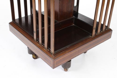 fig 7. Antique Victorian Revolving Bookcase Flame Mahogany 19th C