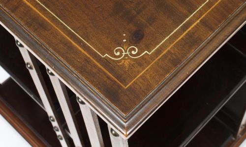 fig 8. Antique Victorian Revolving Bookcase Flame Mahogany 19th C