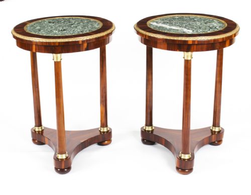 Antique Pair Louis Xvi Revival Occasional Tables Gueridons 19th Century
