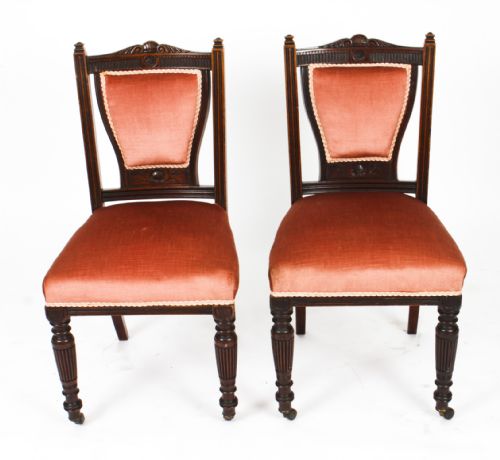 Antique Pair Late Victorian Side Chairs 19th Century
