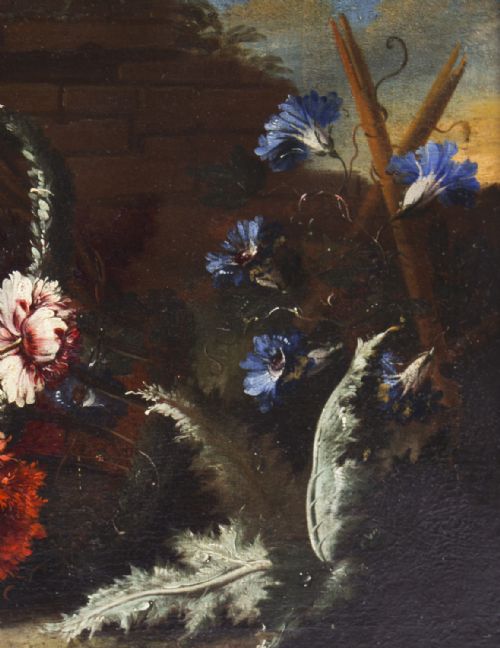 ANTIQUE DUTCH SCHOOL FLORAL STILL LIFE OIL PAINTING FRAMED LATE 18TH C - ADDITIONAL PHOTO 3