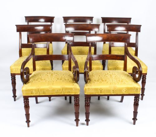 Antique Set 8 English William IV Barback Dining Chairs Circa 1830 19th C
