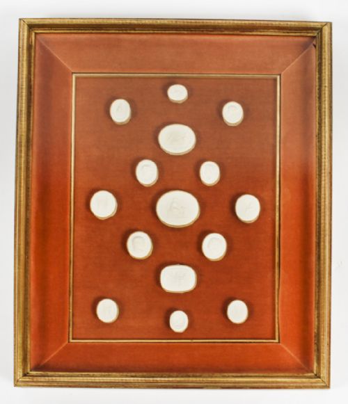 fig 5. Antique Giltwood Box Framed Grand Tour Intaglios Early 19th Century