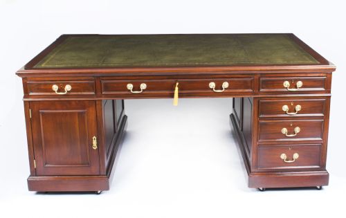 Antique Victorian 6ft Mahogany Partners Pedestal Desk Maple & Co 19th C
