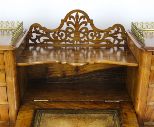 ANTIQUE VICTORIAN BURR WALNUT DICKENS PEDESTAL DESK C 1880 19TH C - ADDITIONAL PHOTO 3