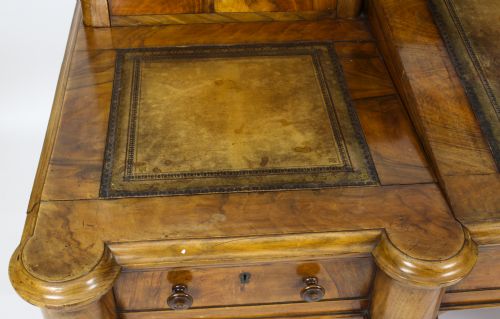 ANTIQUE VICTORIAN BURR WALNUT DICKENS PEDESTAL DESK C 1880 19TH C - ADDITIONAL PHOTO 9