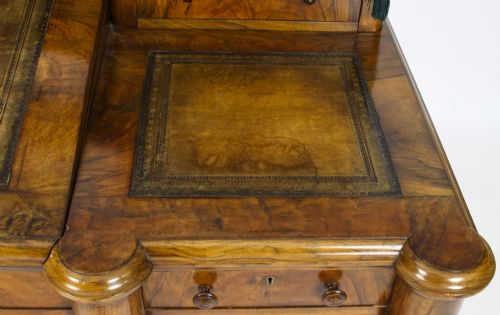 ANTIQUE VICTORIAN BURR WALNUT DICKENS PEDESTAL DESK C 1880 19TH C - ADDITIONAL PHOTO 12