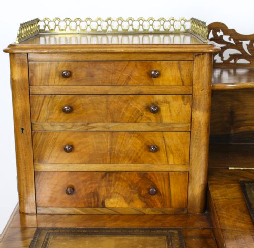 ANTIQUE VICTORIAN BURR WALNUT DICKENS PEDESTAL DESK C 1880 19TH C - ADDITIONAL PHOTO 13