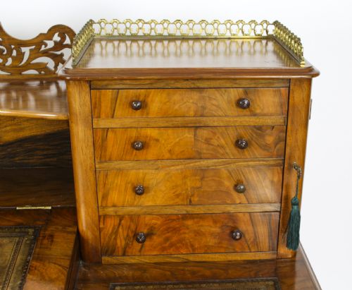 ANTIQUE VICTORIAN BURR WALNUT DICKENS PEDESTAL DESK C 1880 19TH C - ADDITIONAL PHOTO 14